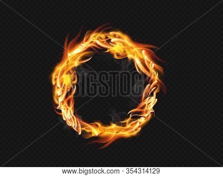 Ring Of Fire Flame On Transparent Background. For Used On Dark Backgrounds. Transparency Only In Vec