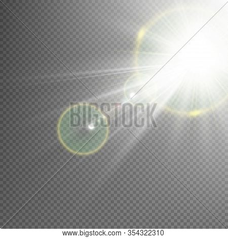 Vector Transparent Sunlight Special Lens Flash Light Effect.front Sun Lens Flash. Vector Blur In The