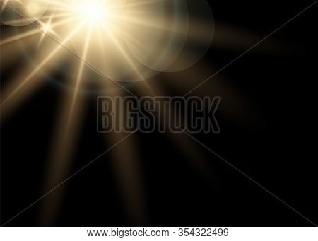 Vector Transparent Sunlight Special Lens Flash Light Effect.front Sun Lens Flash. Vector Blur In The