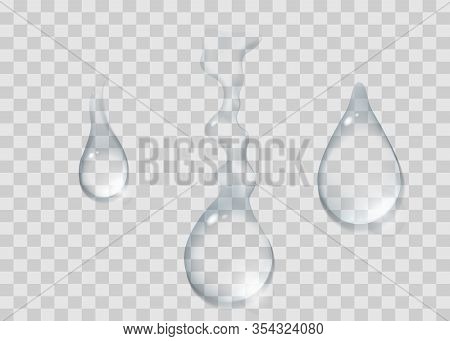Realistic Vector Water Drops Transparent Background. Clean Drop Condensation Illustration