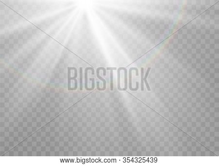 Vector Transparent Sunlight Special Lens Flash Light Effect.front Sun Lens Flash. Vector Blur In The