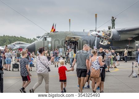 Air Show In Aalborg Military Airport On A Rainy Day.