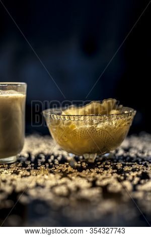 Indian Style Stamina And Strength Enrichment Drink Consisting Of Some Raw Eggs, Milk And Clarified B