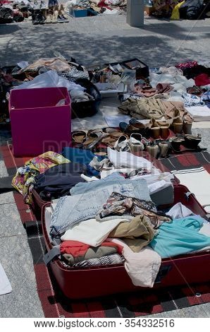Brisbane, Queensland, Australia - 15th December 2019 : Typical Suitcase Rummage Market Held In The C