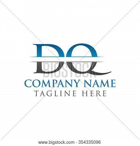 Initial Dq Letter Logo Design Vector With Blue And Grey Color. Dq Logo Design