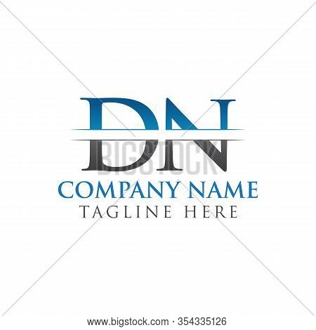 Initial Dn Letter Logo Design Vector With Blue And Grey Color. Dn Logo Design