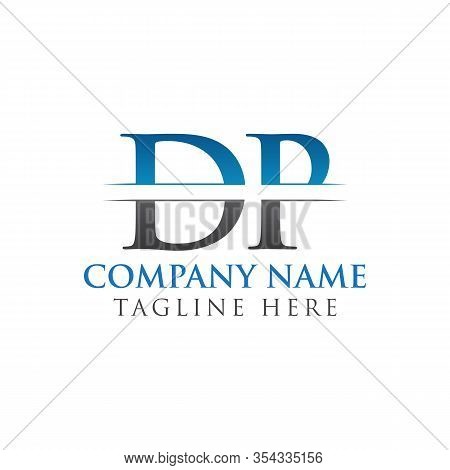 Initial Dp Letter Logo Design Vector With Blue And Grey Color. Dp Logo Design