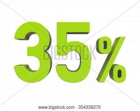 3d Render: ISOLATED 35% Percent Discount 3d Sign on WHITE Background, Special Offer 35% Discount Tag, Sale Up to 35 Percent Off, Thirty-five Percent Letters Sale Symbol, Special Offer Label
