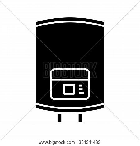 Electric Water Heater Glyph Icon. Heating Water. Home Boiler. Silhouette Symbol. Negative Space. Vec