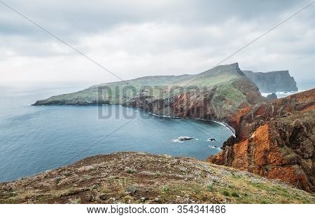 Sao Lourenco View With Atlantic Ocean Bay From Pico Do Furado - The Headland's Highest Point In The 