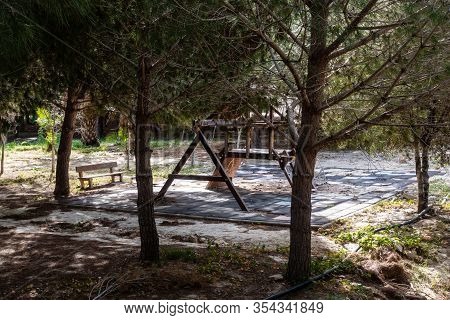 Dilapidated Childrens Play Area In The Village Of Torremendo In Spain