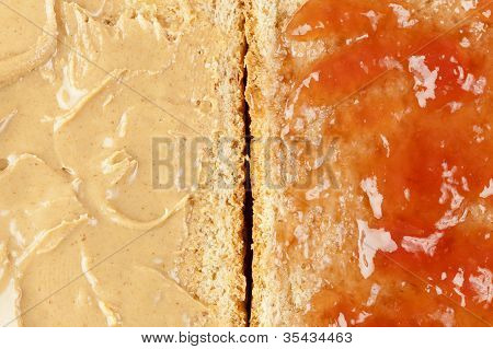 hausgemachte Erdnussbutter und Gelee sandwich