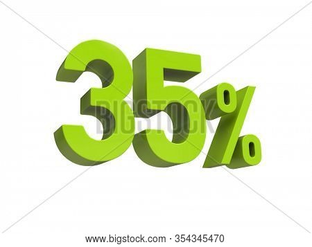 3d Render: ISOLATED 35% Percent Discount 3d Sign on WHITE Background, Special Offer 35% Discount Tag, Sale Up to 35 Percent Off, Thirty-five Percent Letters Sale Symbol, Special Offer Label
