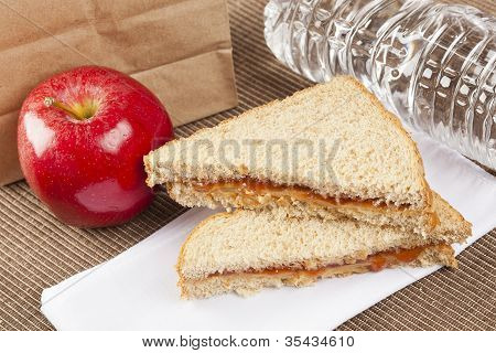Erdnussbutter und Marmelade Sack Mittagessen