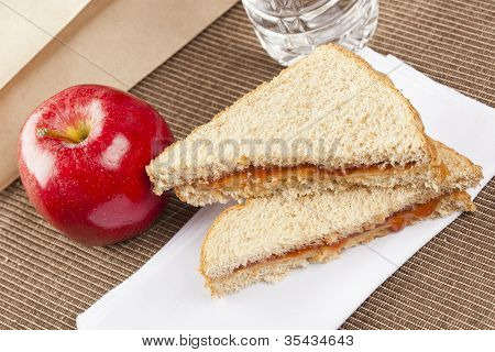 Erdnussbutter und Marmelade Sack Mittagessen