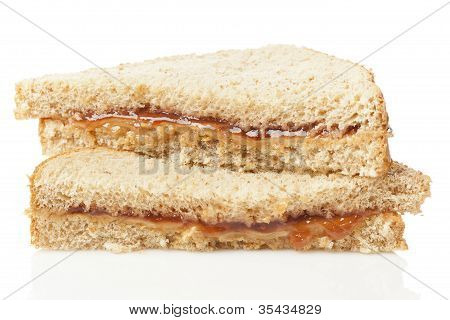 Hausgemachte Erdnussbutter und Gelee Sandwich