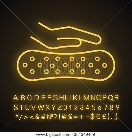 Latex Mattress Material Neon Light Icon. Memory Foam Or Gel Mattress, Pillow Filler. Soft, Elastic, 