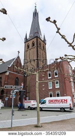 Dusseldorf, Germany - February 20, 2020. St. Lamberts Basilica Is An Active Roman Catholic Church. S