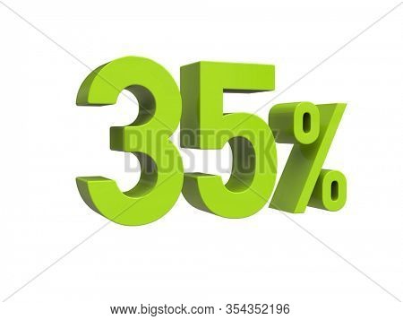 3d Render: ISOLATED 35% Percent Discount 3d Sign on WHITE Background, Special Offer 35% Discount Tag, Sale Up to 35 Percent Off, Thirty-five Percent Letters Sale Symbol, Special Offer Label
