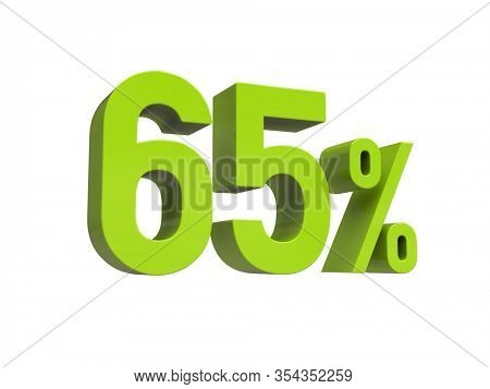 3d Render: ISOLATED 65% Percent Discount 3d Sign on White Background, Special Offer 65% Discount Tag, Sale Up to 65 Percent Off, Sixty-five Percent Letters Sale Symbol, Special Offer Label
