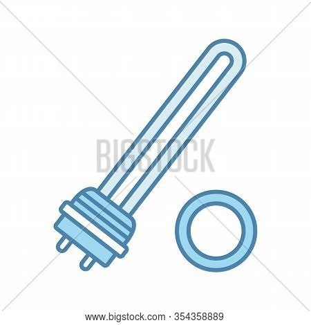 Water Heater Element Color Icon. Immersion Heater. Electric Heating Element. Isolated Vector Illustr