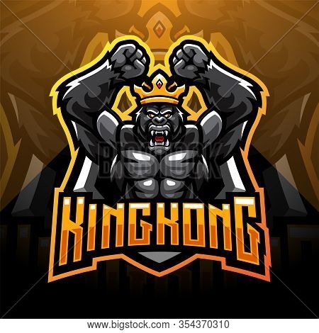 Kingkong Esport Mascot Logo Design With Text