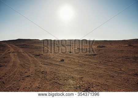 Car Prints In Sand, Sahara Desert - Africa
