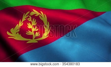 Eritrea Flag Waving In The Wind. National Flag Of Eritrea. Sign Of Eritrea. 3d Rendering.