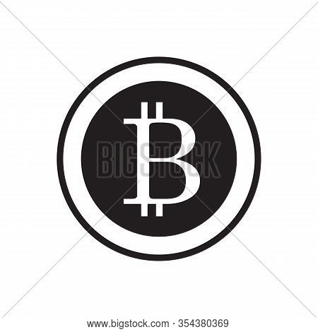 Golden Bitcoin Sign Icon Flat Network Money Symbol. Cripto Currency. Vector