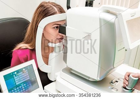 Beautiful Woman Having An Eye Lens Exam