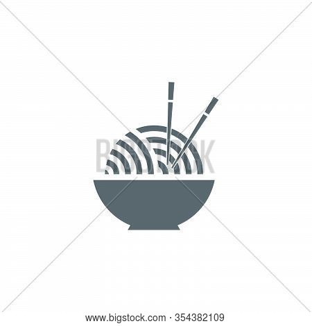 Bowl Of Noodle With Chopstick Simple Geometric Decoration Vector