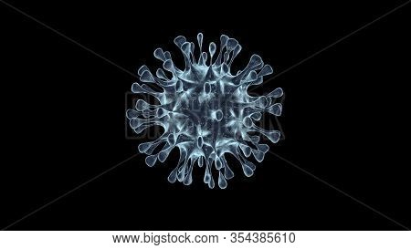 Virus Isolated On A Black Background 3d Rendering. A Dangerous Non-cellular Infectious Agent That Ca