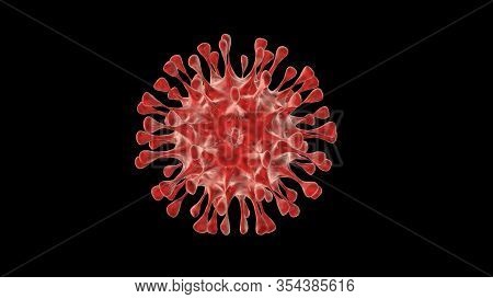 Virus Isolated On A Black Background 3d Rendering. A Dangerous Non-cellular Infectious Agent That Ca