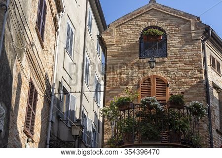 Ripatransone, Ascoli Piceno, Marches, Italy: Typical Street Of The Historic Town At Morning