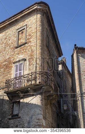 Ripatransone, Ascoli Piceno, Marches, Italy: Typical Street Of The Historic Town At Morning