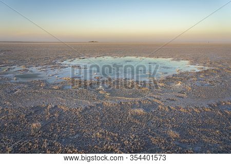 Bubbling Pond In The Salt Plains Of Asale Lake In The Danakil Depression In Ethiopia In Africa.