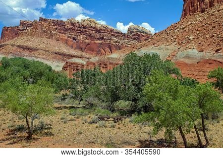 Color Contrasts At Capitol Reef Nationl Park, Fruita, Utah, Usa
