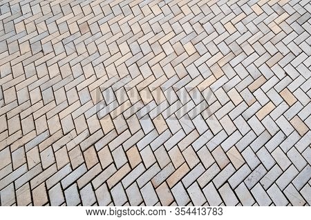 Paving Stones. Bridge Road. Street Pavement Pattern. Paved Sidewalk. Background For Creativity.