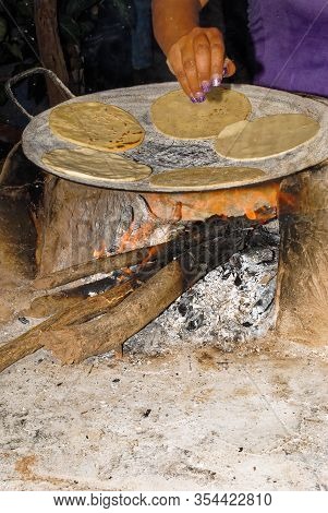 Making Tortillas Over A Wood Fire In El Fuerte, Sierra Madre Occidental, Sinaloa State - Mexico