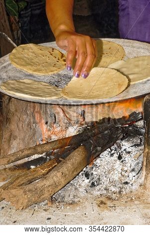 Making Tortillas Over A Wood Fire In El Fuerte, Sierra Madre Occidental, Sinaloa State - Mexico