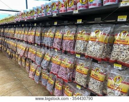 New Braunfels, Tx - 22 Feb 2020: Bags Of Pretzels For Sale At Retail Store.