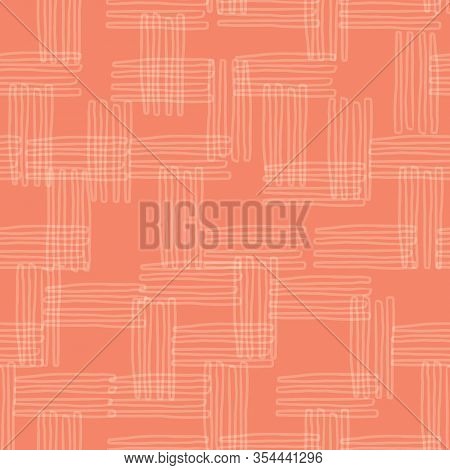 Orange Hand Drawn Abstract Circles. Seamless Pattern. Stylish Repeating Texture. Modern. Simple. Cut