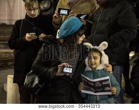 Belgrade, Serbia - January 10, 2015: Mother And Her Daughter Holding 