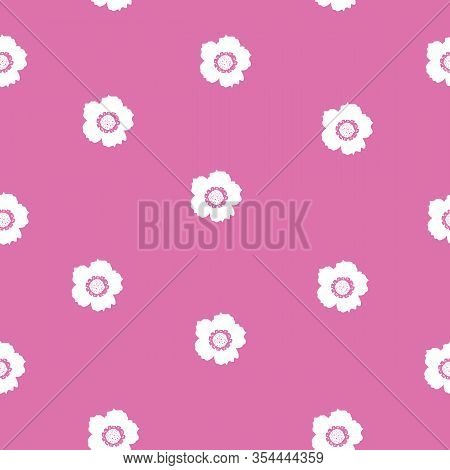 Repeat Vintage Flower Pattern With Pink Background. Seamless Floral Pattern. Pink And White. Stylish