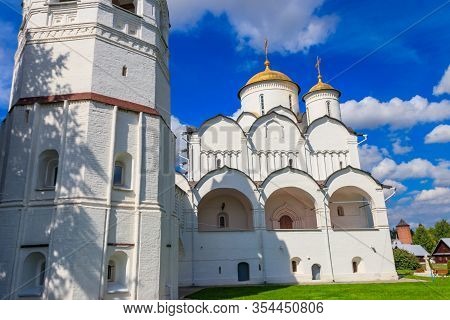 Intercession Cathedral With Bell Tower Of Intercession (pokrovsky) Convent In Suzdal, Russia. Golden