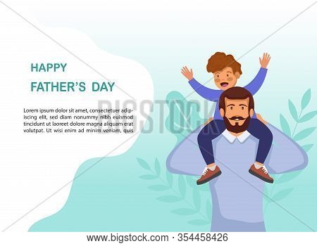Greeting Card Happy Fathers Day. Vector Illustration Of A Flat Design - Stock Vector. Happy Fathers 