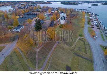 The Ancient Fortress Of The City Of Lappeenranta On An October Cloudy Day (aerial Photography). Finl
