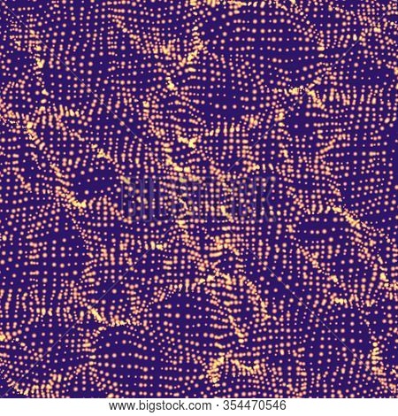 Wavy Abstract Background Consists Of Dots And Wireframe. Sound Or Physical Wave. Cyberspace. Abstrac