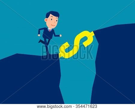Man In Office Clothes Running Up The Stairs Made Of Dollar Sign. Finance Cial Career Ladder Concept.