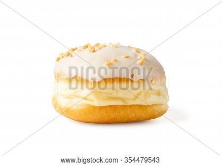 Traditional German Donut Berliner Or Sufgania Isolated